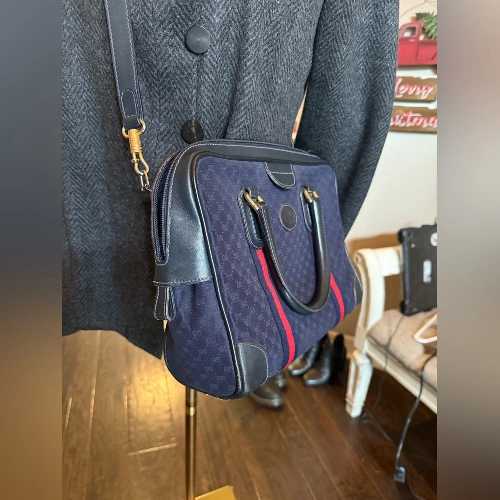 Gucci GG Monogram Supreme Sherry Web Ophidia Boston Doctor Satchel Bag Vintage - Picture 4 of 16